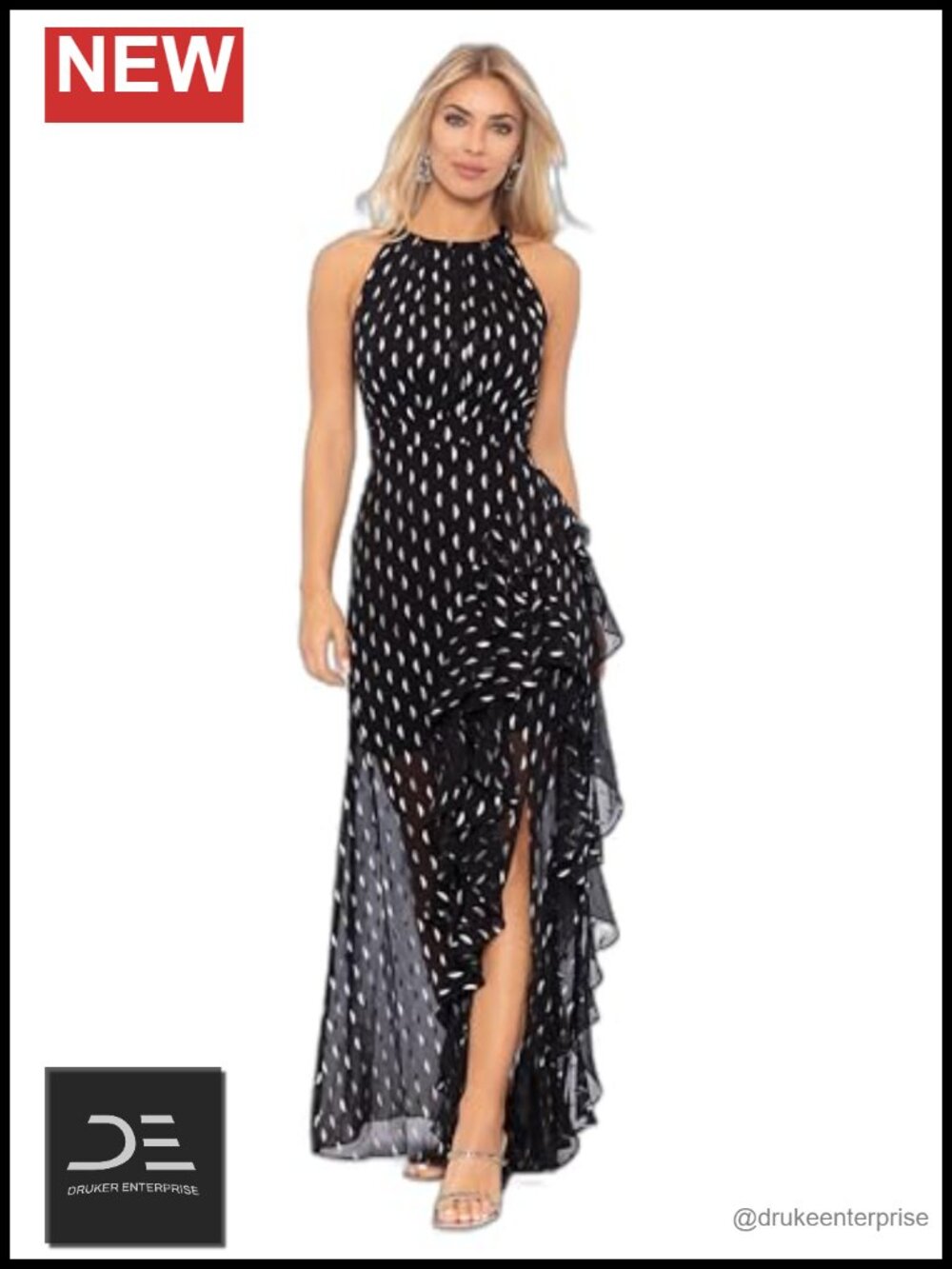 Women's Long Halter Chiffon Gown Sleeveless Formal Evening Dress